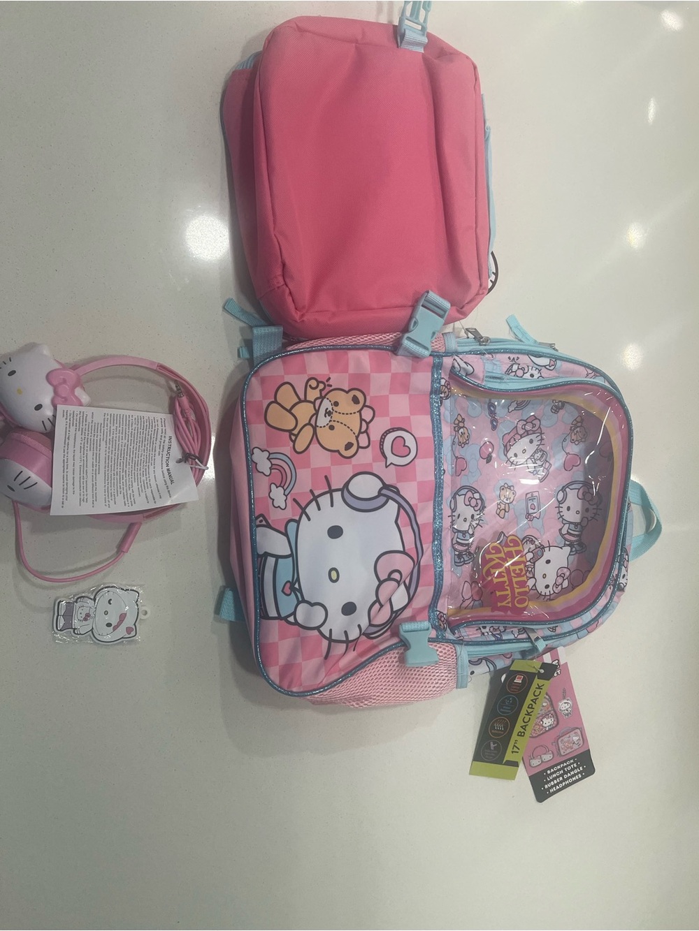 Hello Kitty You Glow Girl Backpack with Lunchbox And Headphones 17inches - Picture 6 of 9